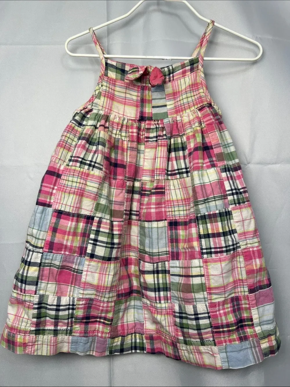 Baby Gap pink and blue plaid patchwork cotton sun dress